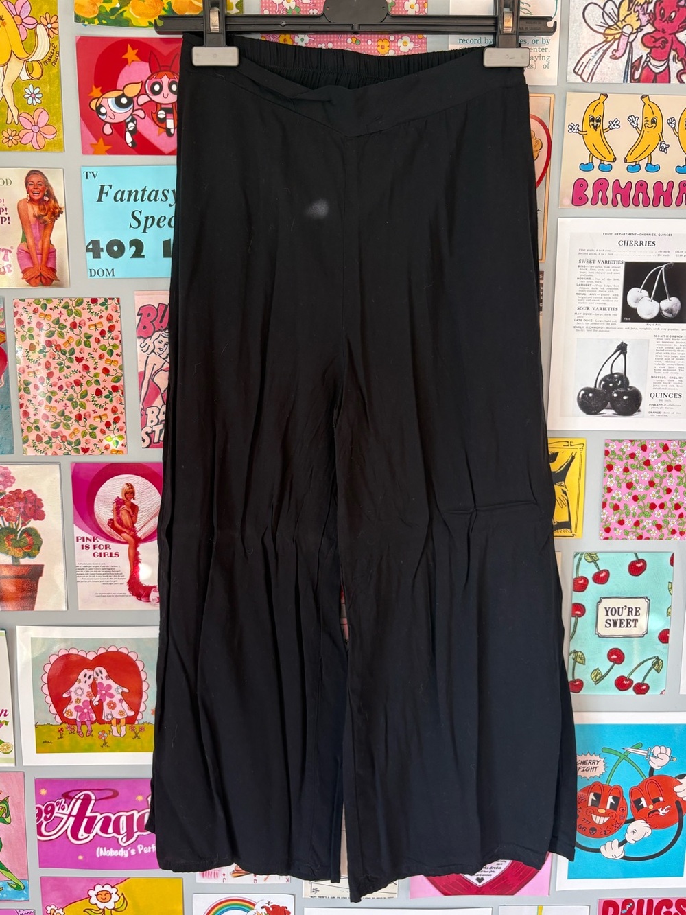 Light Weight Black Wide-Leg Tiered Pants